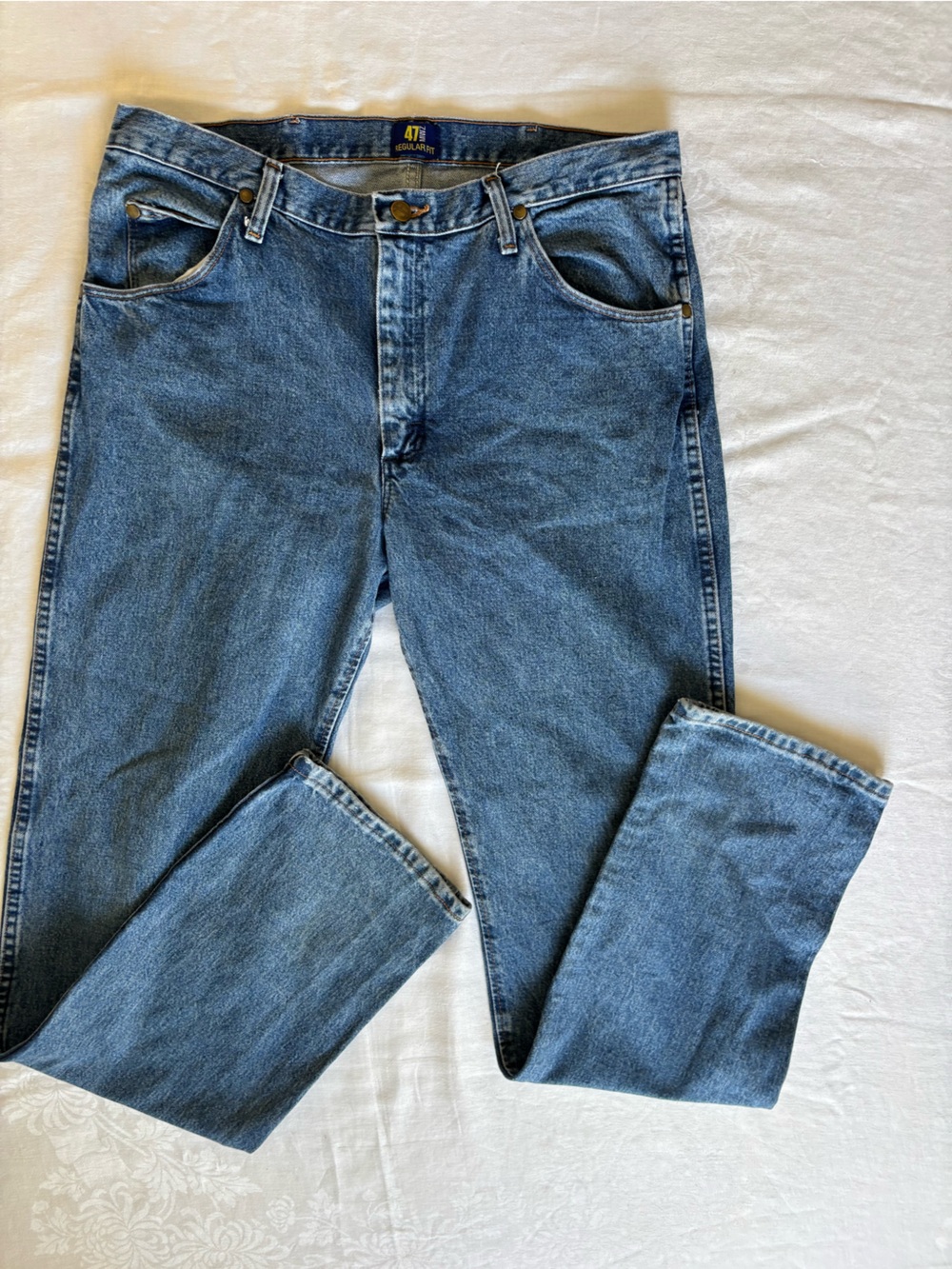 Wrangler 47MWZ Regular Fit Jeans 35x36 Western Cowboy Classic Blue Denim
